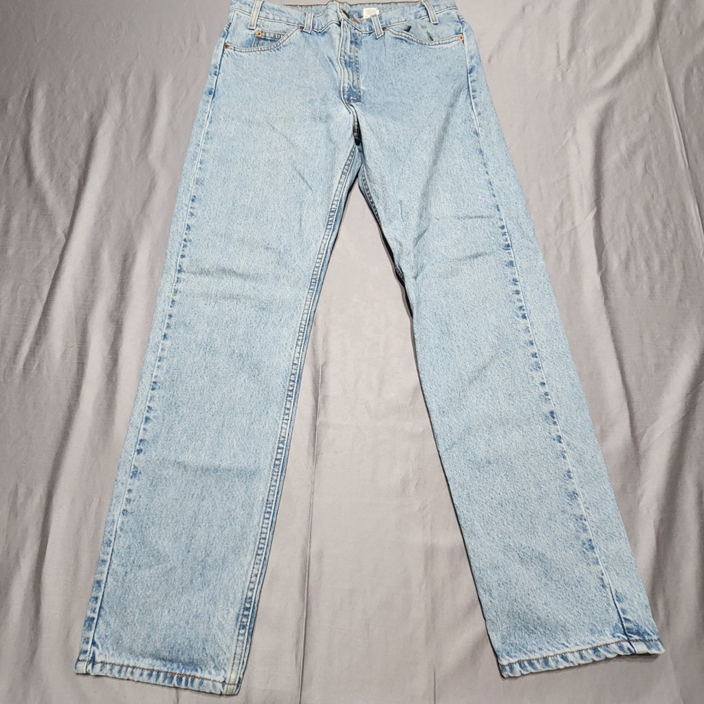 Vintage Levis 505 Orange Tab Regular Fit Straight Leg Light Wash Jeans 34x32
